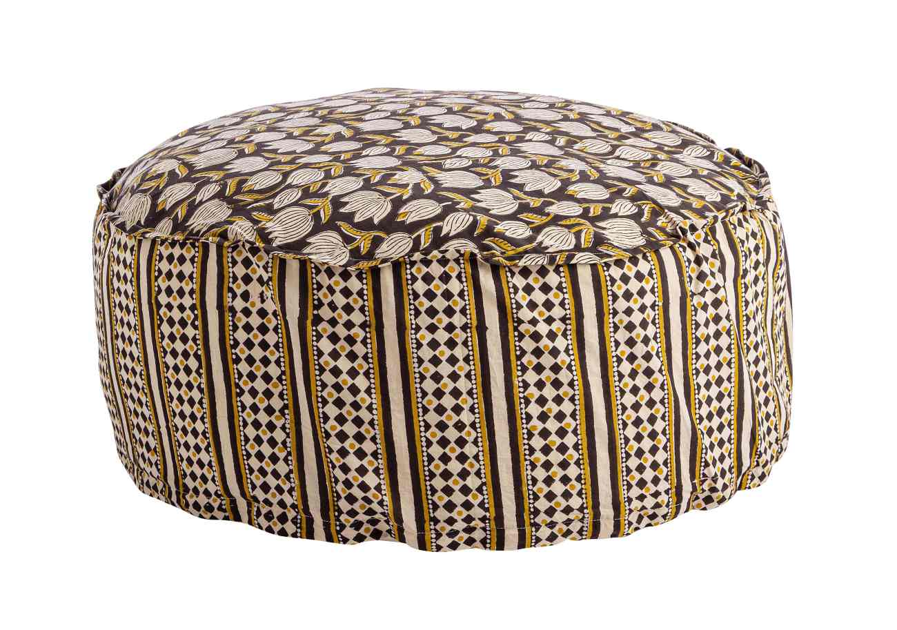 Pouf Calais aus Baumwolle, Braun