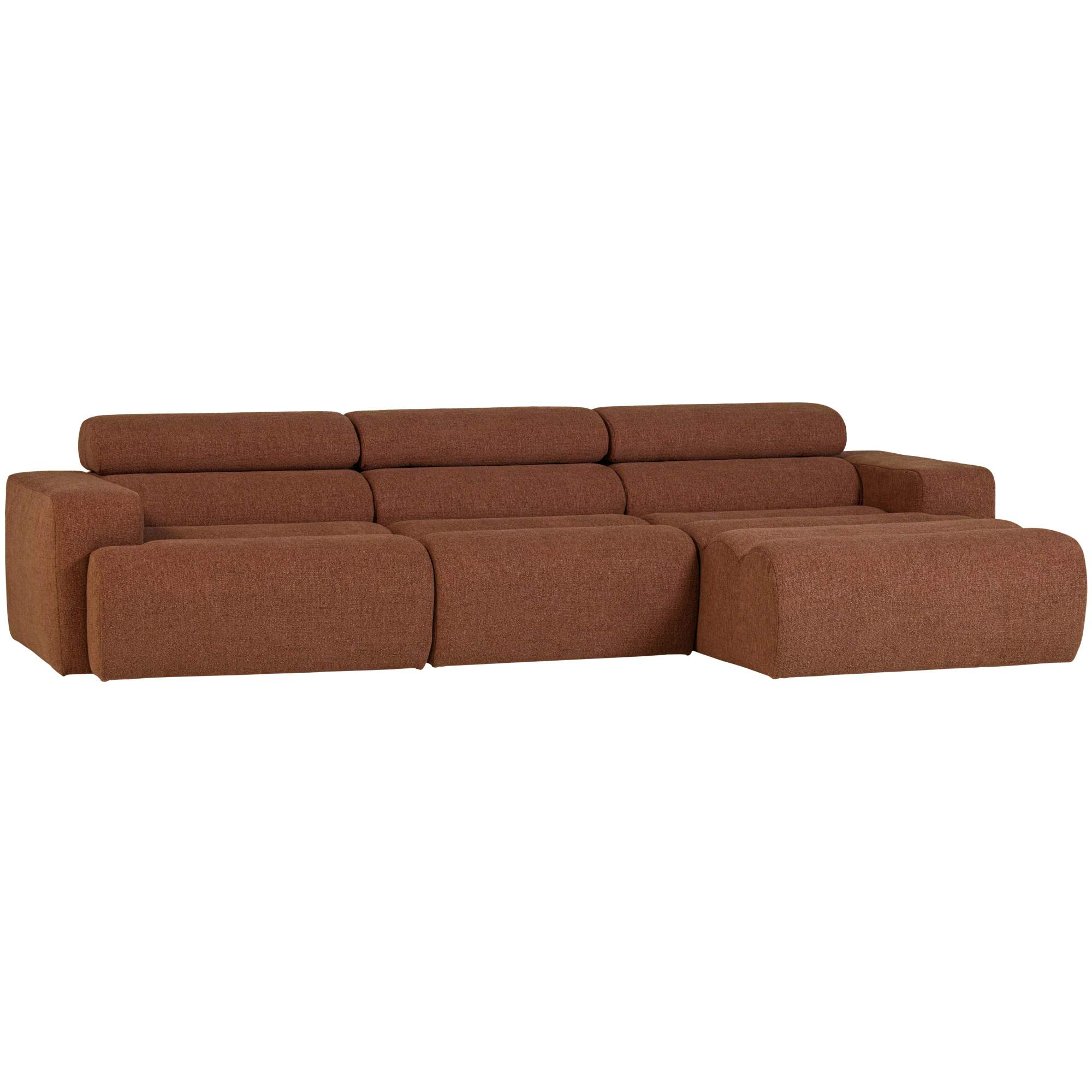 Ecksofa Novi Bouclé Terra - Chaiselongue mit verstellbarer Nackenstütze, Rechts