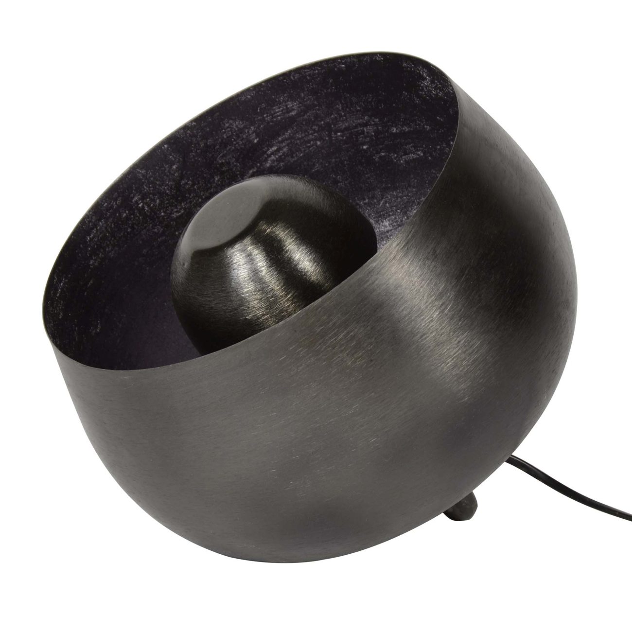 Tischleuchte Gong - Metall Schwarz-Nickel-Finish, inkl. LED, Ø 28 cm