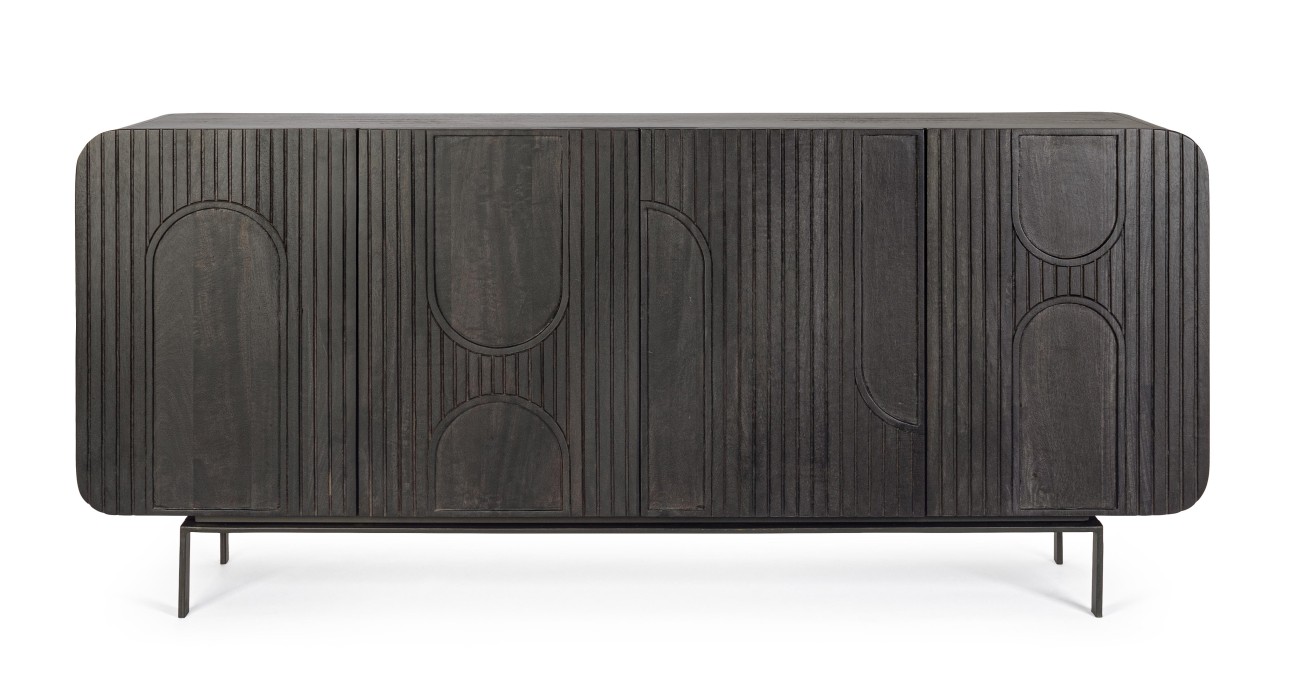 Sideboard Orissa aus Mangoholz Schwarz, 180 cm