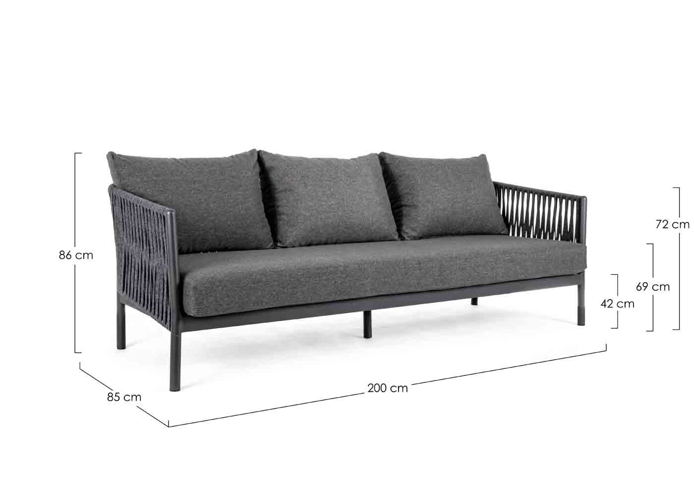 3-Sitzer Sofa Florencia mit Kissen, Anthrazit