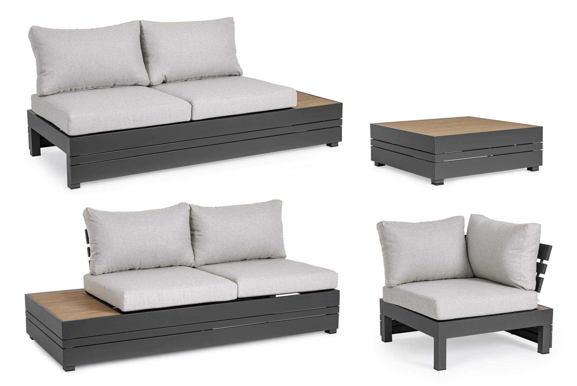 Gartensofa Osten aus Aluminium, Anthrazit