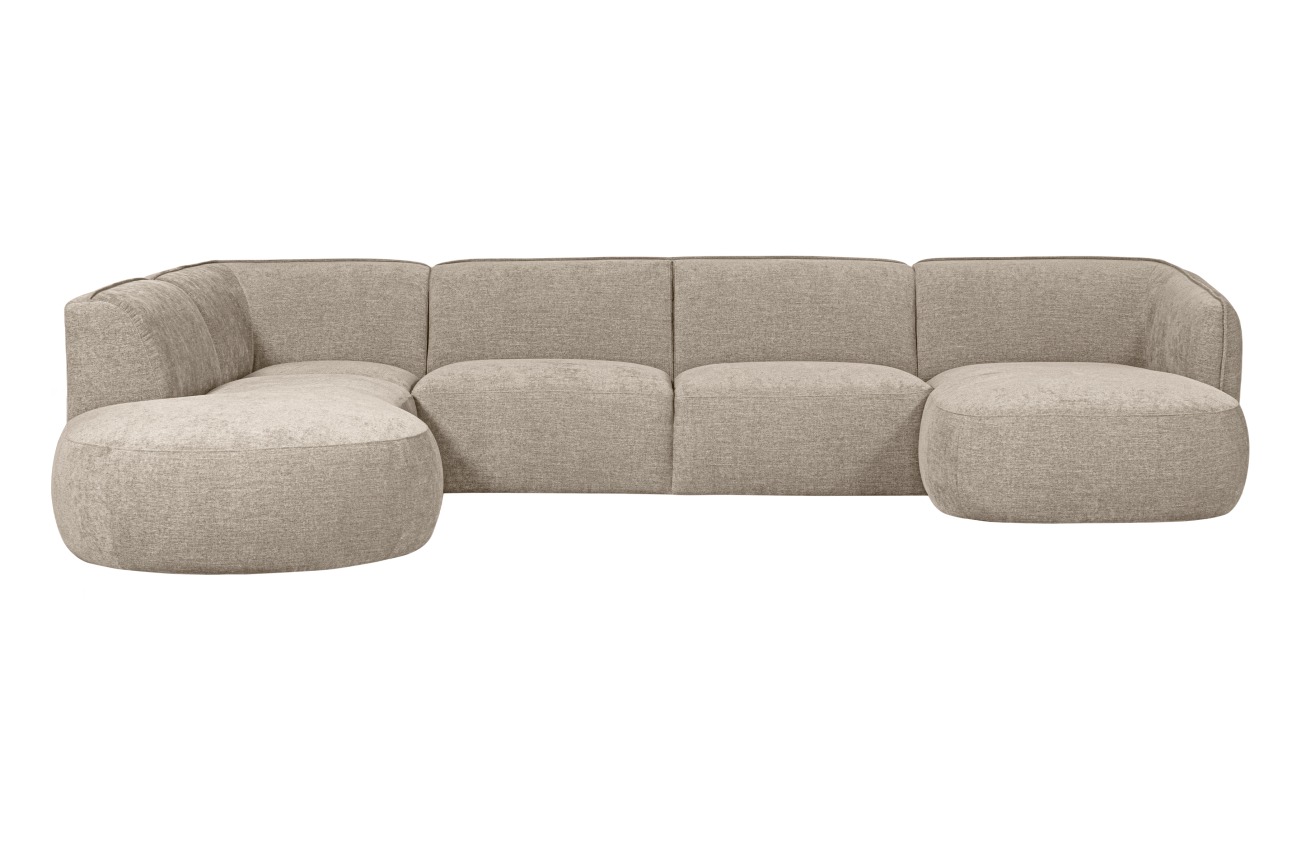 Sofa Polly U-Form aus Webstoff Links, Sand