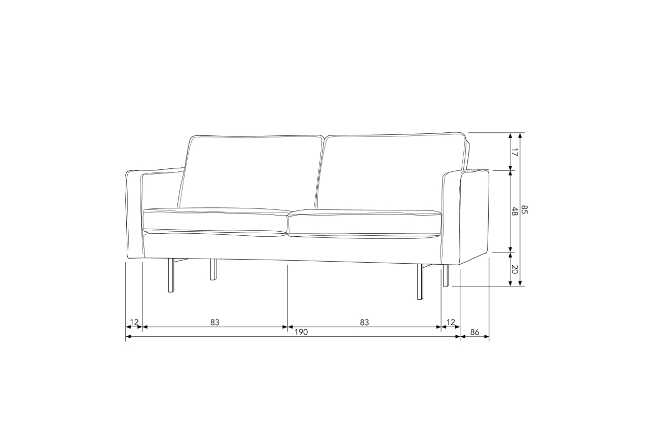 Sofa Rodeo 2,5 Sitzer aus Struktursamt, Mountain