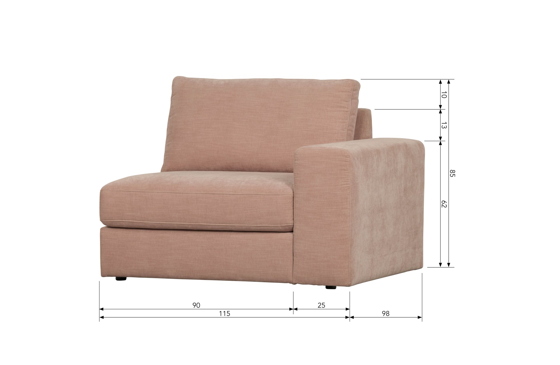 Modulsofa Family 1-Seat Element Rechts, Rosa