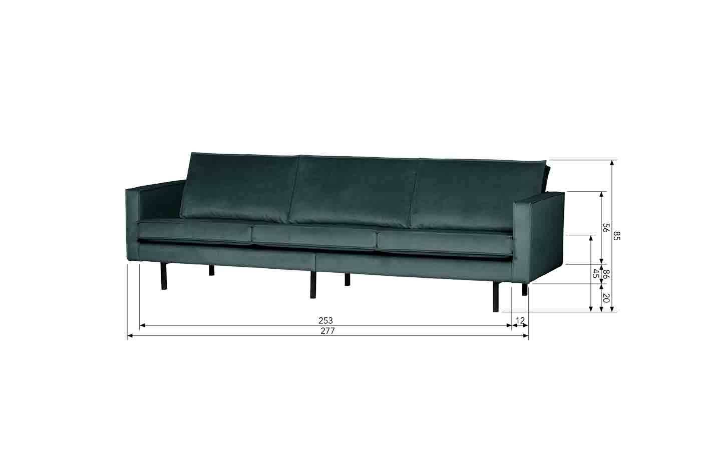 Rodeo Sofa 3-Sitzer Samt, Teal