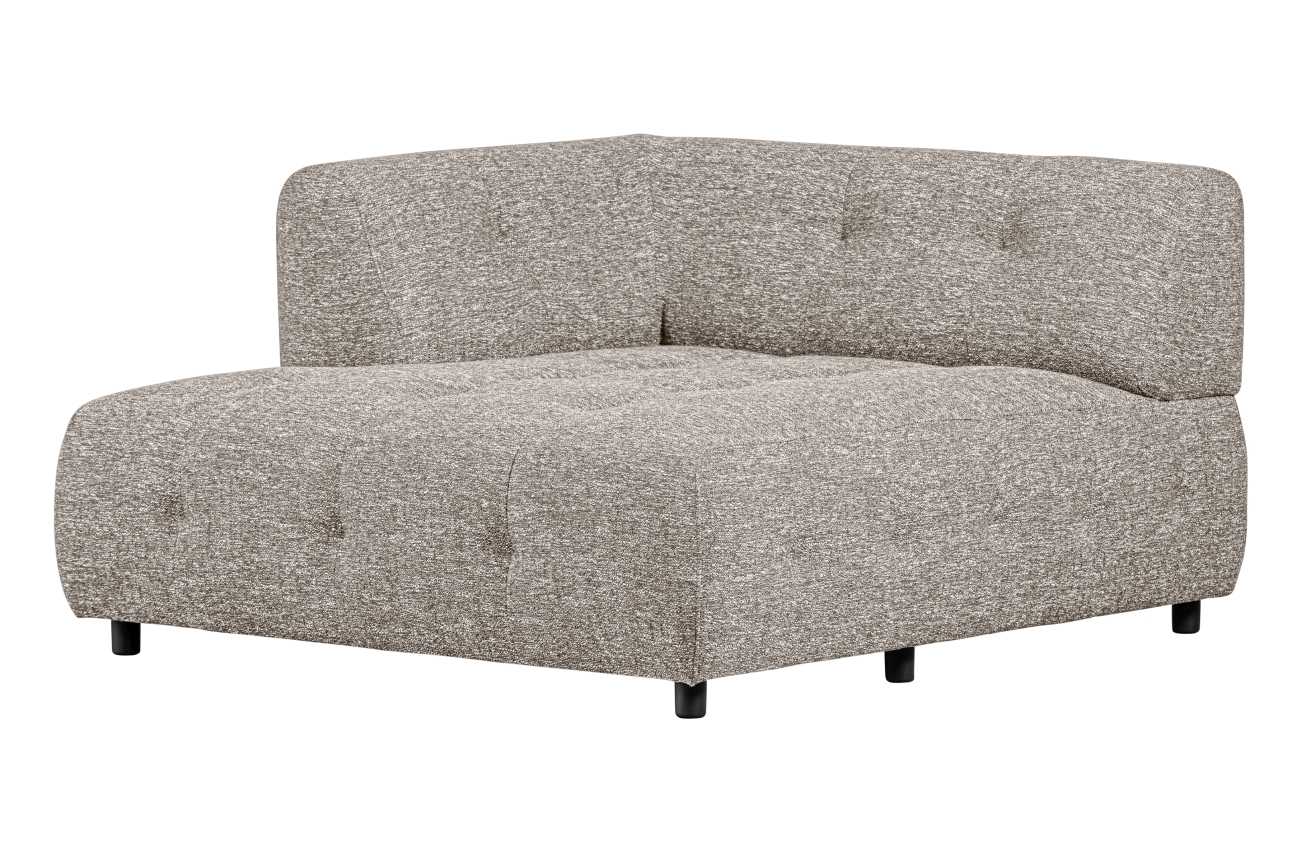 Modulsofa Louis Chaiselongue aus grobmaschigen Stoff Links, Hellgrau