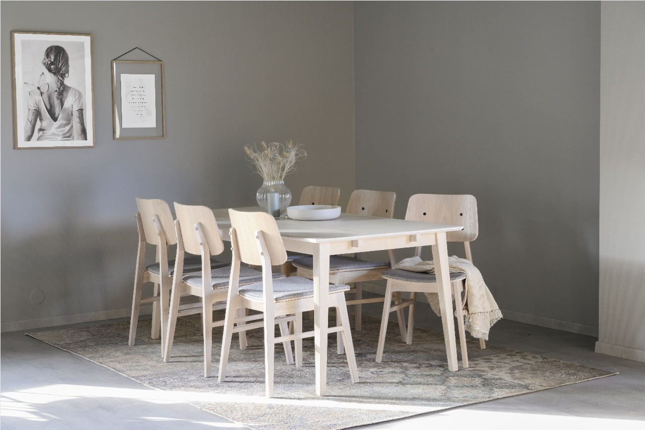 Esstisch Filippa Rechteckig 180x90cm, Eiche Weiß pigmentiert