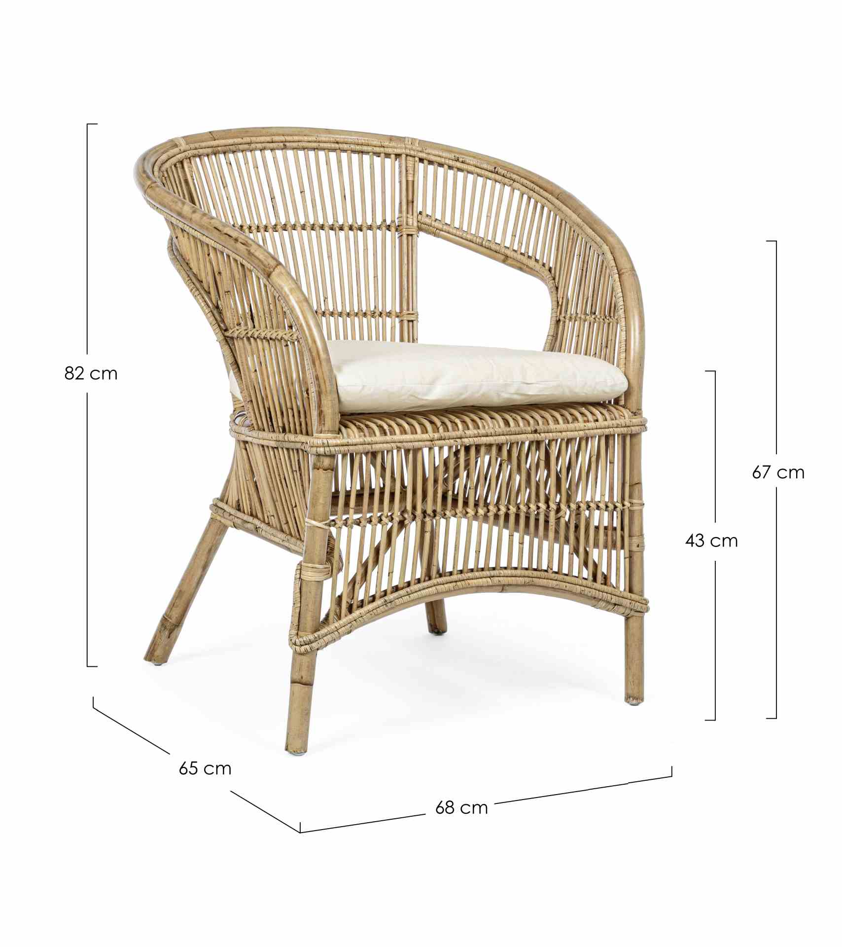 Sessel Consuelo aus Rattan, Natur