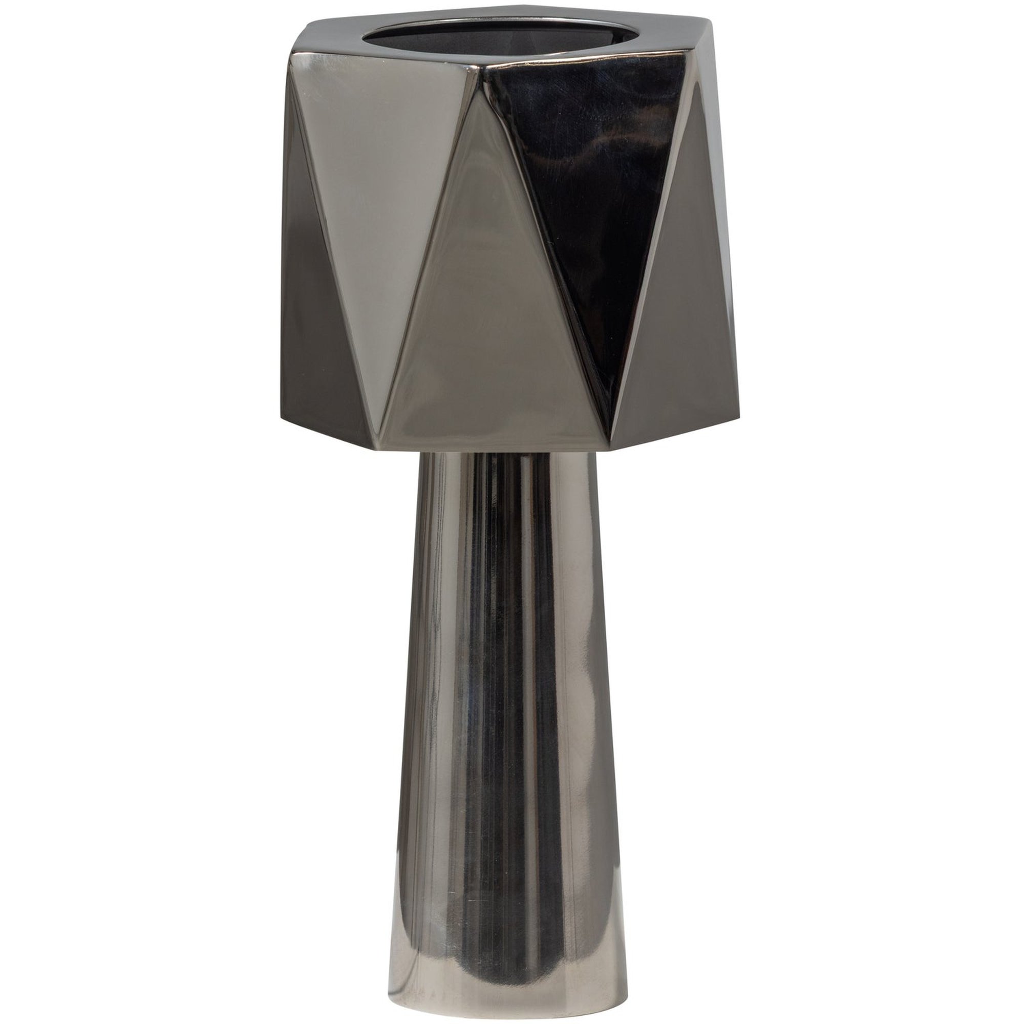 Rea Tischlampe aus Metall in Chrom - 38 x 16 x 16 cm, stilvolle im geometrischen Design