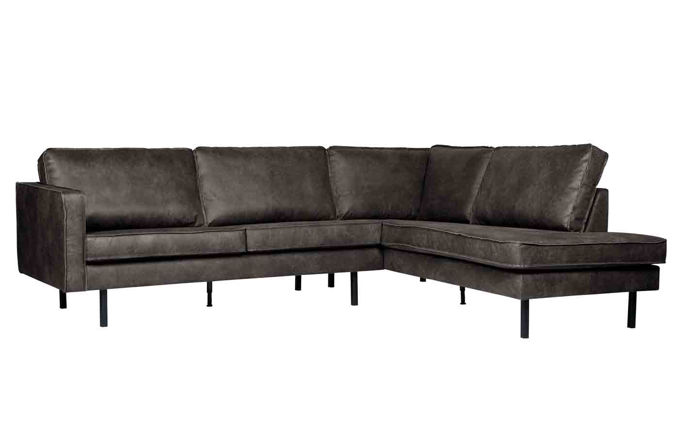 Rodeo Ecksofa Lederoptik, rechts Schwarz