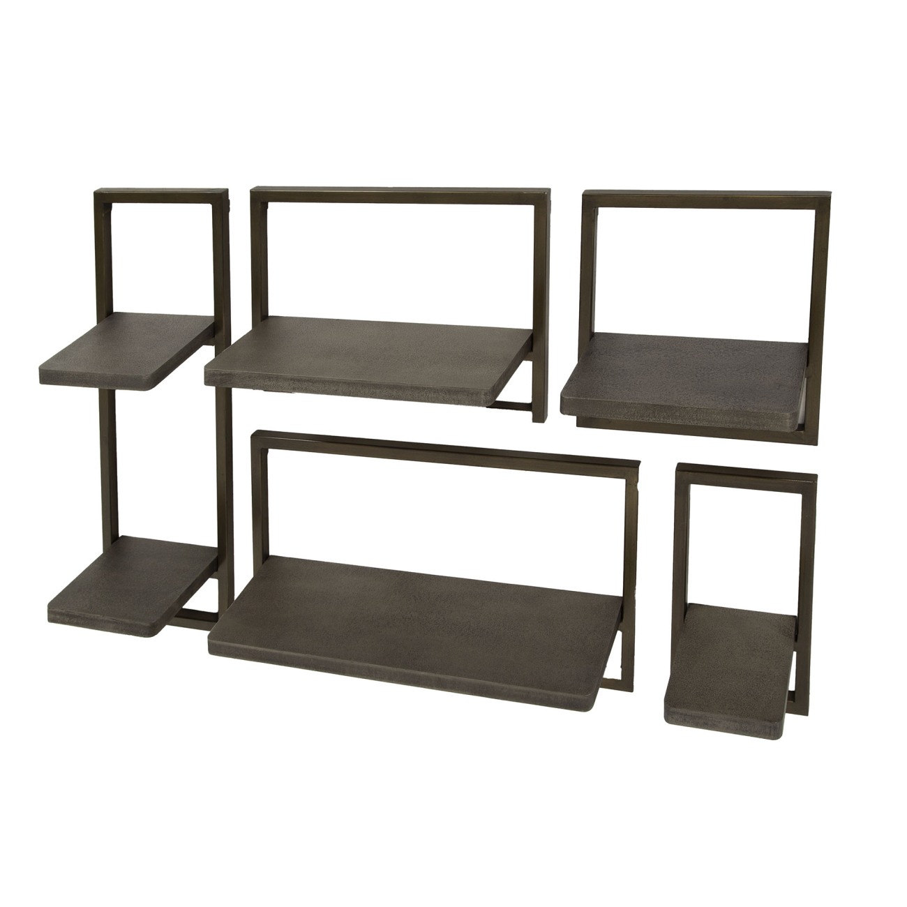 5er-Set Wandregal Ferro - Metall Antike Bronze 5er-Set Wandregal Dzelza - Metall Antike Bronze, 6 Ablagen