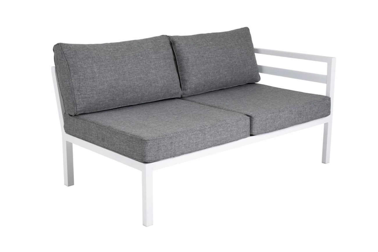 Gartenecksofa Weldon mit Kissen, Weiß