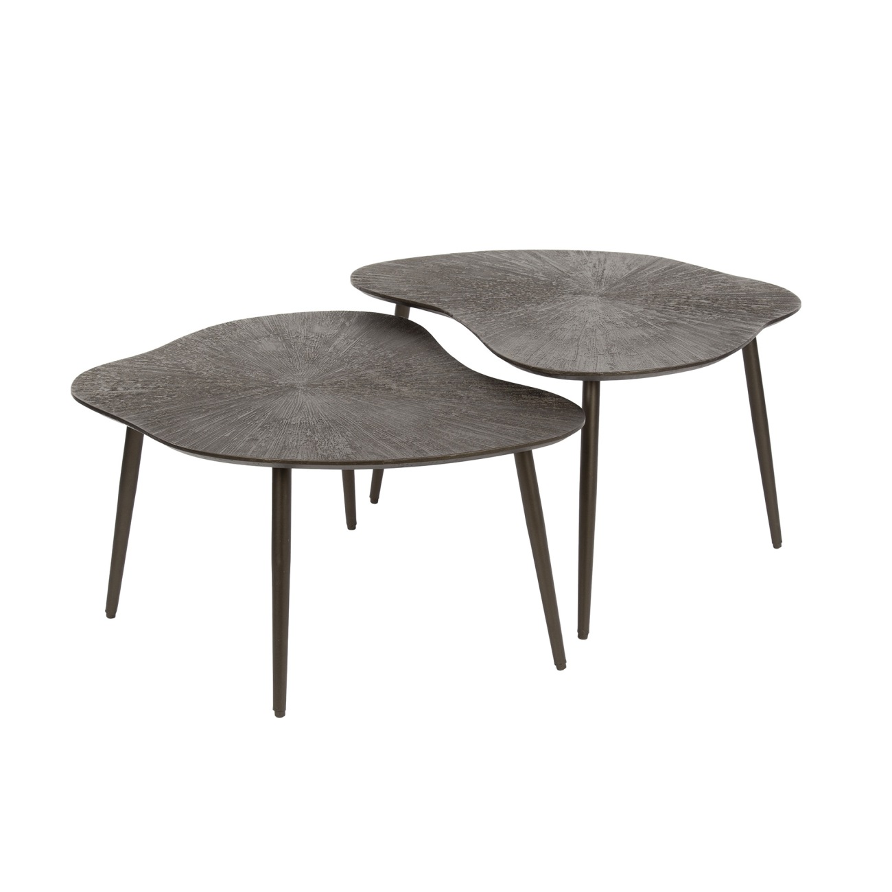 2er-Set Couchtisch Taroya - Metall in Braun, Organisch