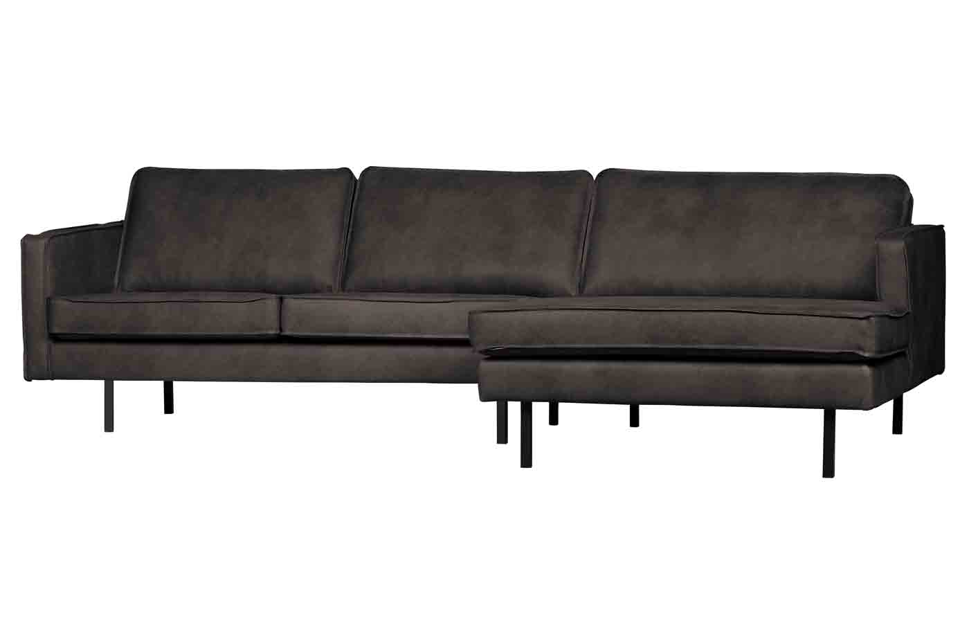 Ecksofa Rodeo Chaiselongue Lederoptik, rechts Schwarz