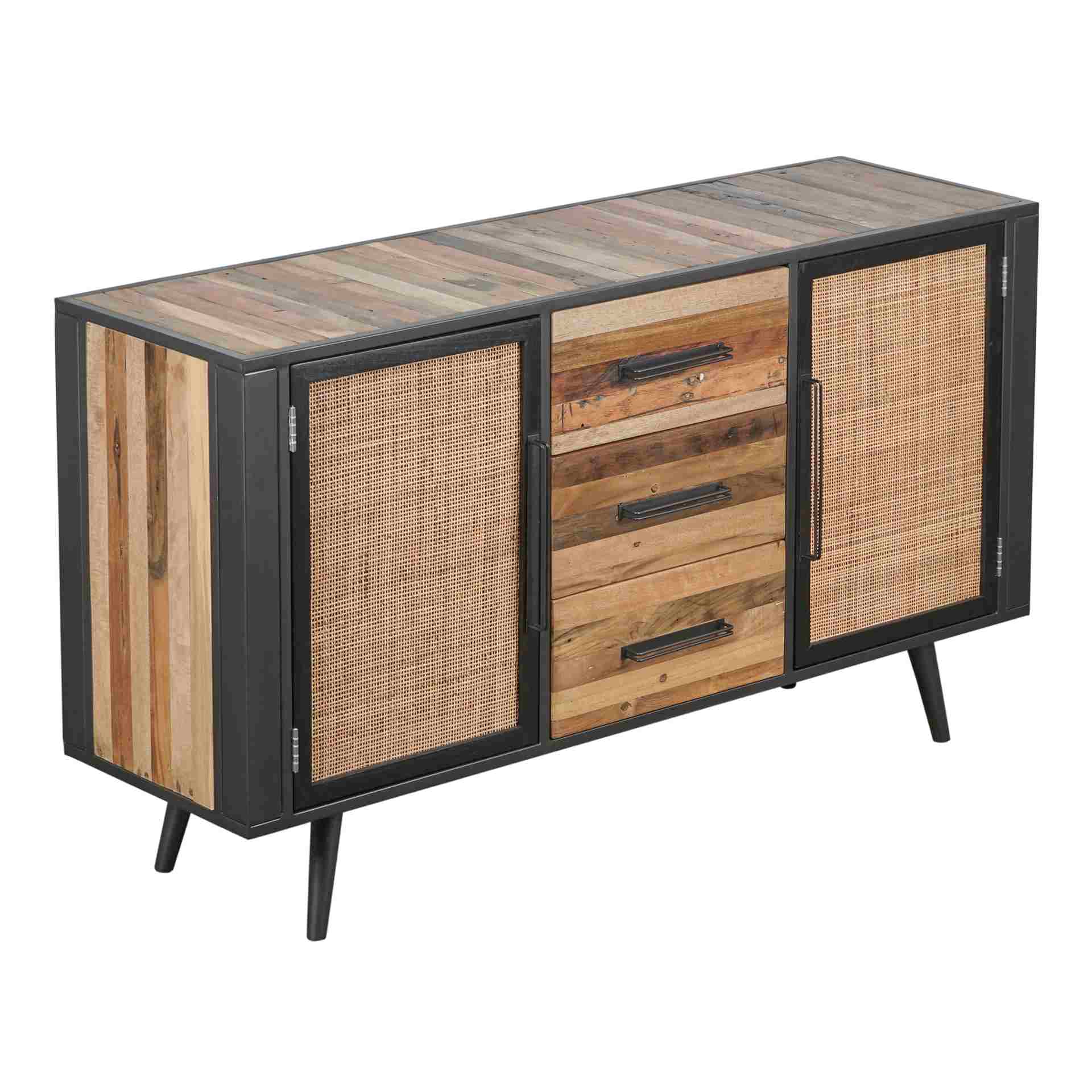 Sideboard Nordic Rattan mit Türen und Schubladen, 160 cm