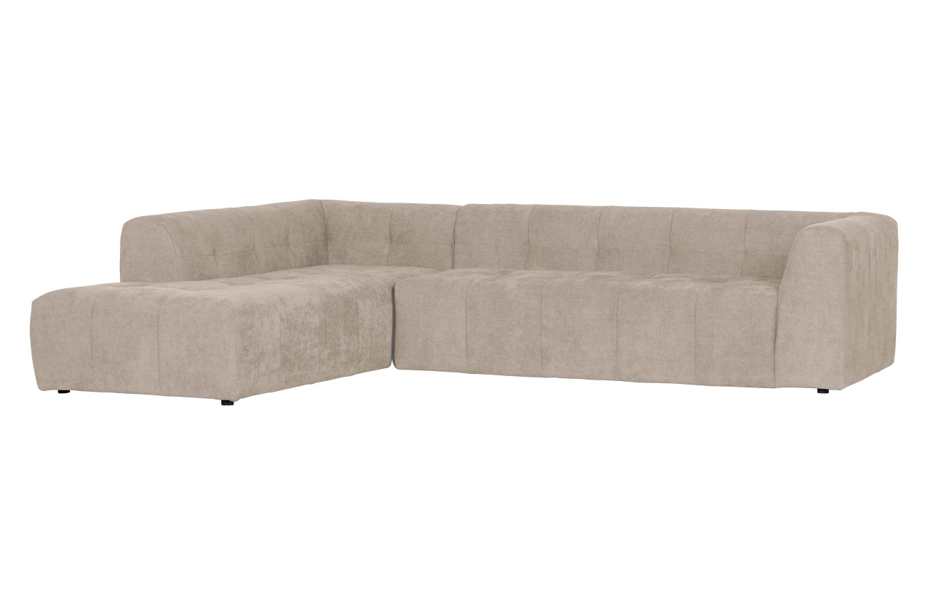 Ecksofa Grid aus Chenille-Gewebe Links, Beige