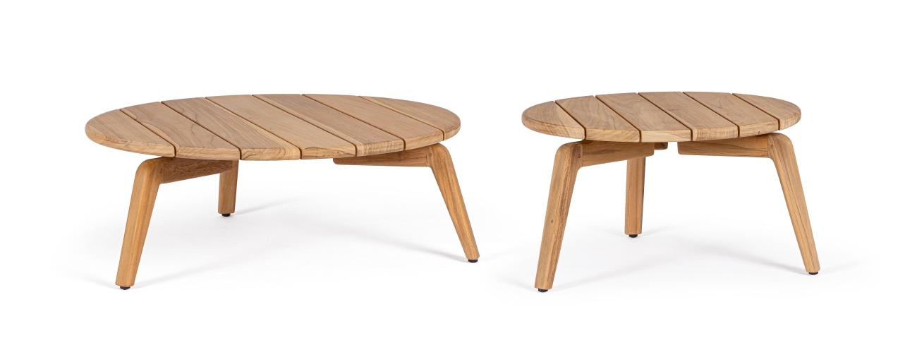 Gartencouchtisch-Set Eularia aus Teakholz Ø 60/80 cm Gartencouchtisch-Set Eularia aus Teakholz Ø 60/80 cm
