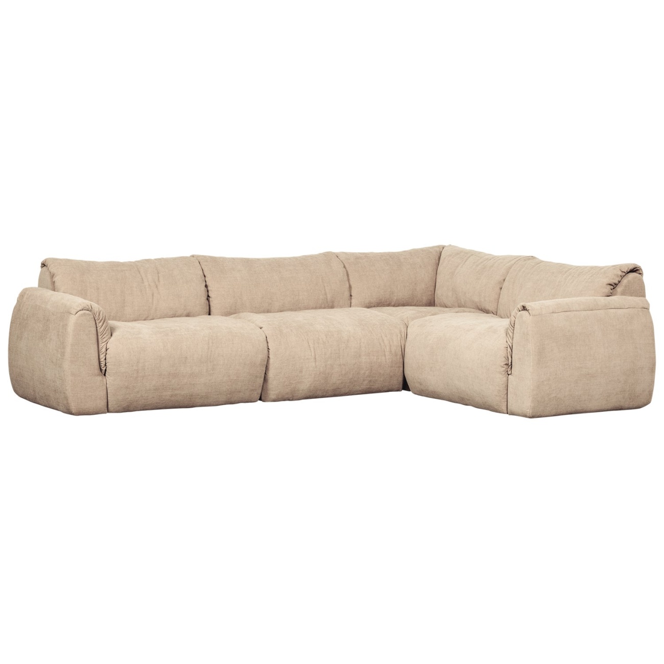 Ecksofa Baggy aus Chenille-Stoff Rechts, Sand