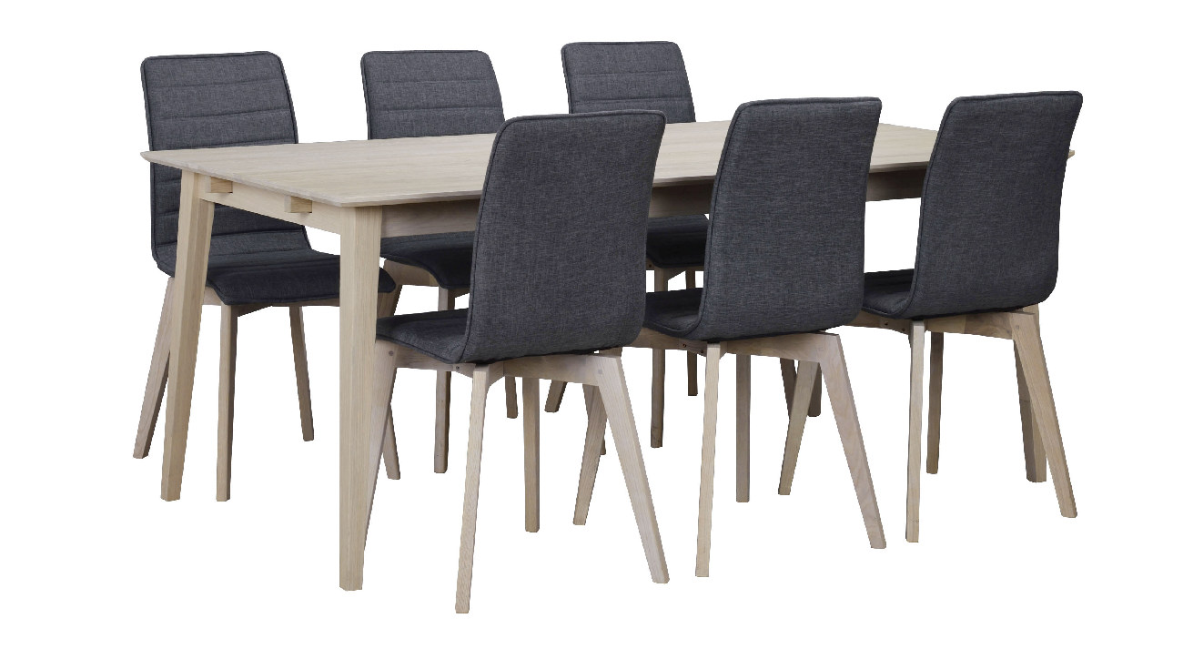 Esstisch Filippa Rechteckig 180x90cm, Eiche Weiß pigmentiert