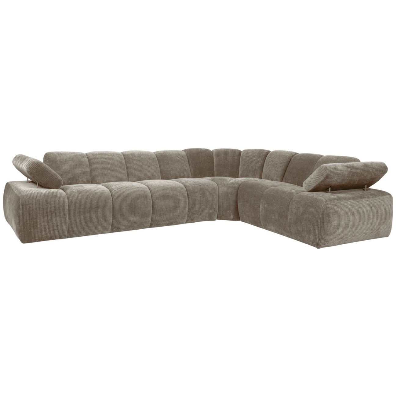 Ecksofa Mojo aus Flachcord Rechts, Sand