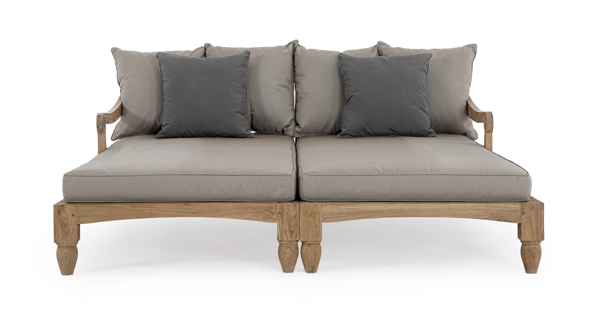 Daybed Bali aus Teakholz, Grau