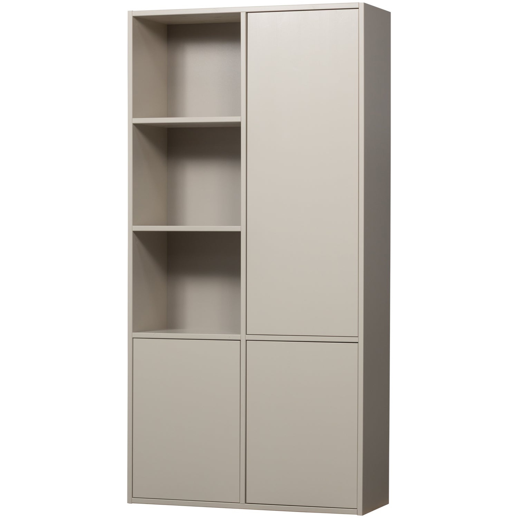 Schrank Meggy Rechts 108 cm Kiefer [FSC] Hellgrau - modern mit Push-to-Open-System, 215 x 108 x 40 cm