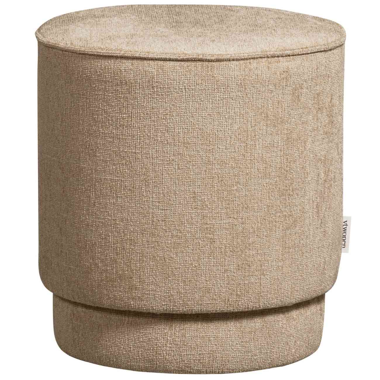 Hocker Pearl aus Melange-Stoff Ø 40 cm, Natur