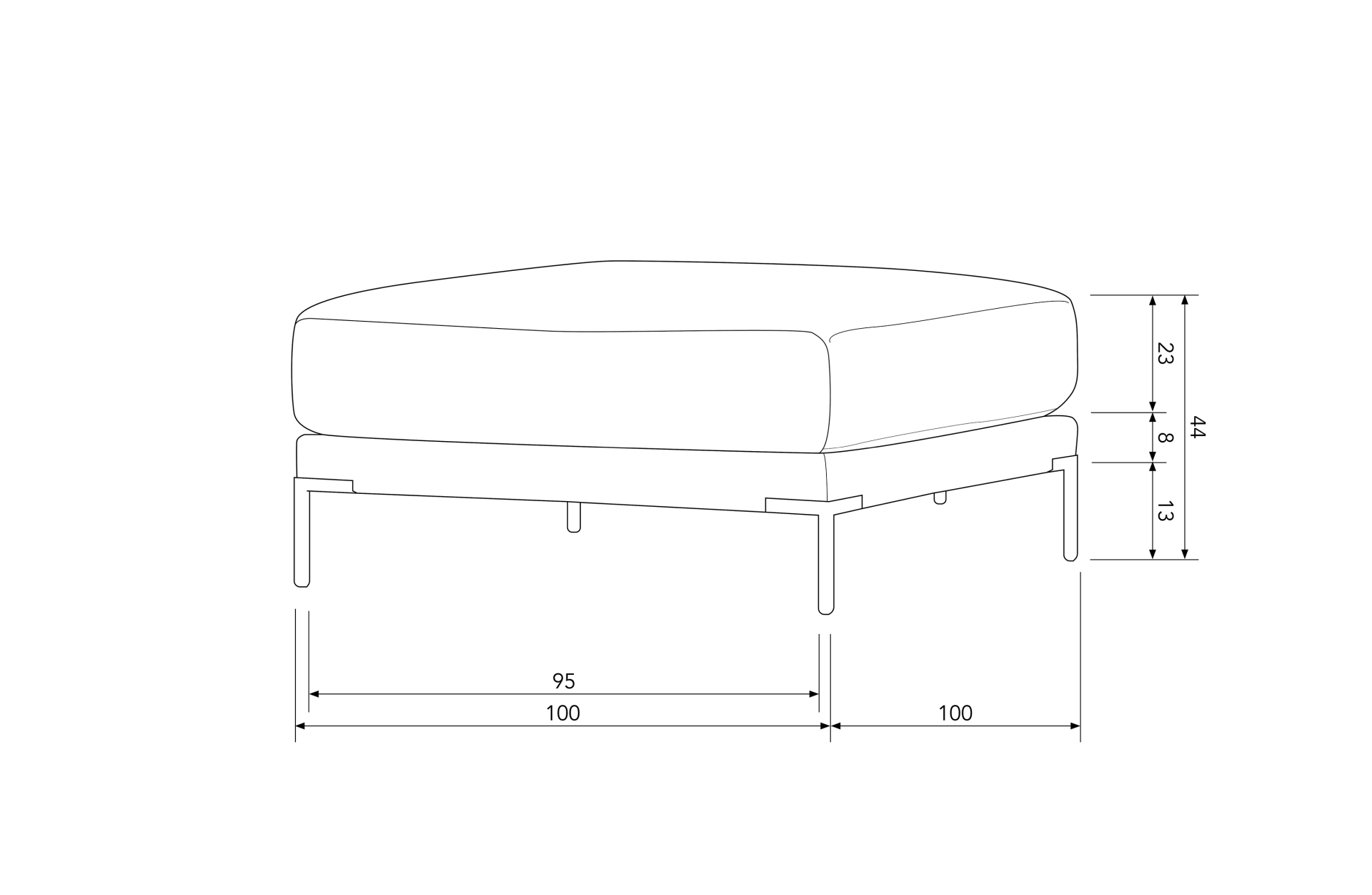 Modulsofa Couple Hocker 100 cm, Grün