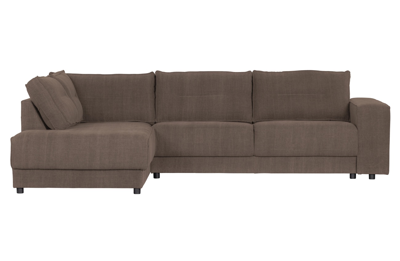 Ecksofa Randy aus Leinenstoff Links, Braun