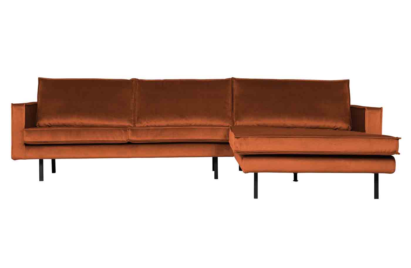 Ecksofa Rodeo Chaiselongue Samt, rechts Rost