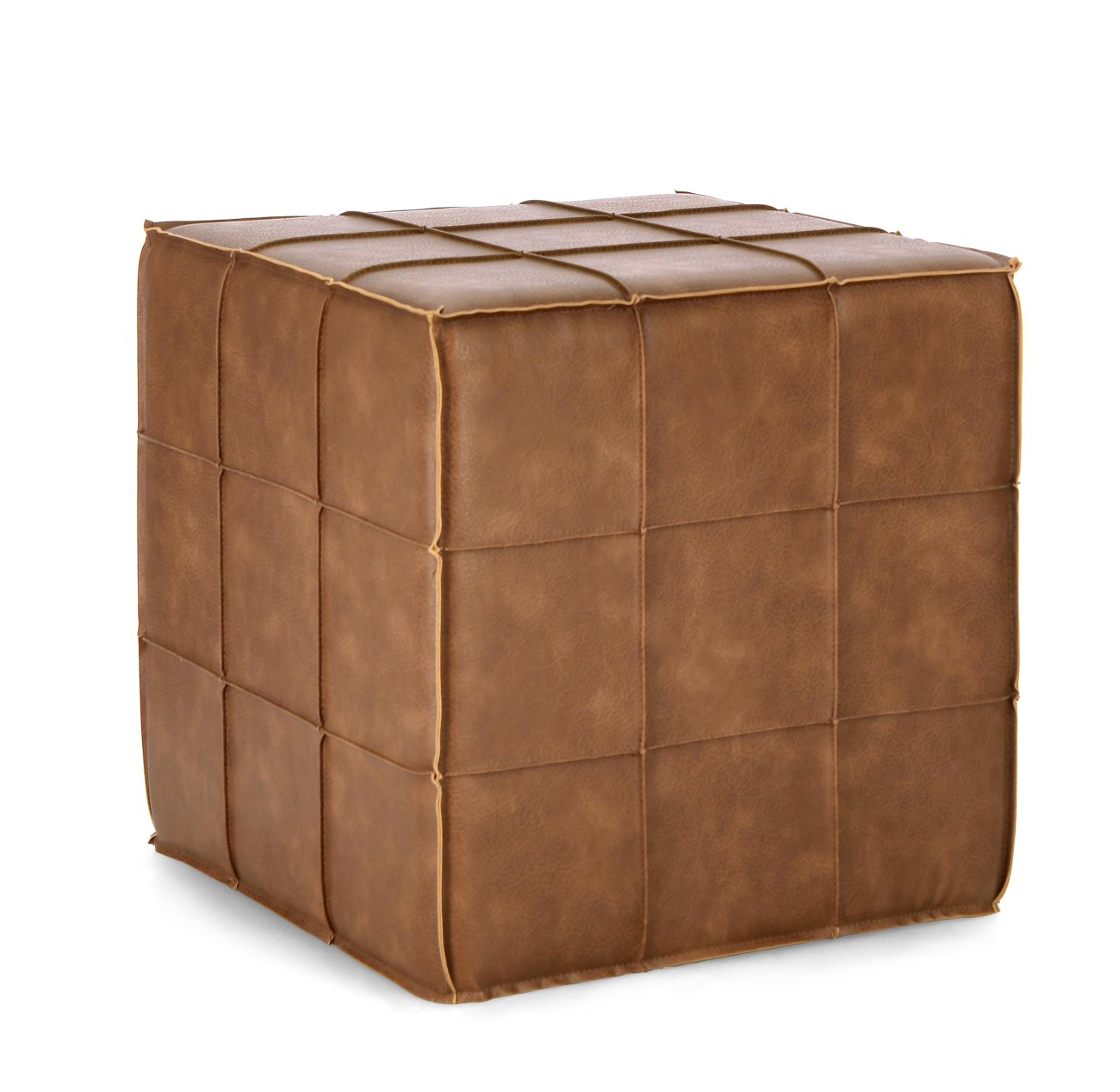 Pouf Larisa aus Kunstleder, Cognac