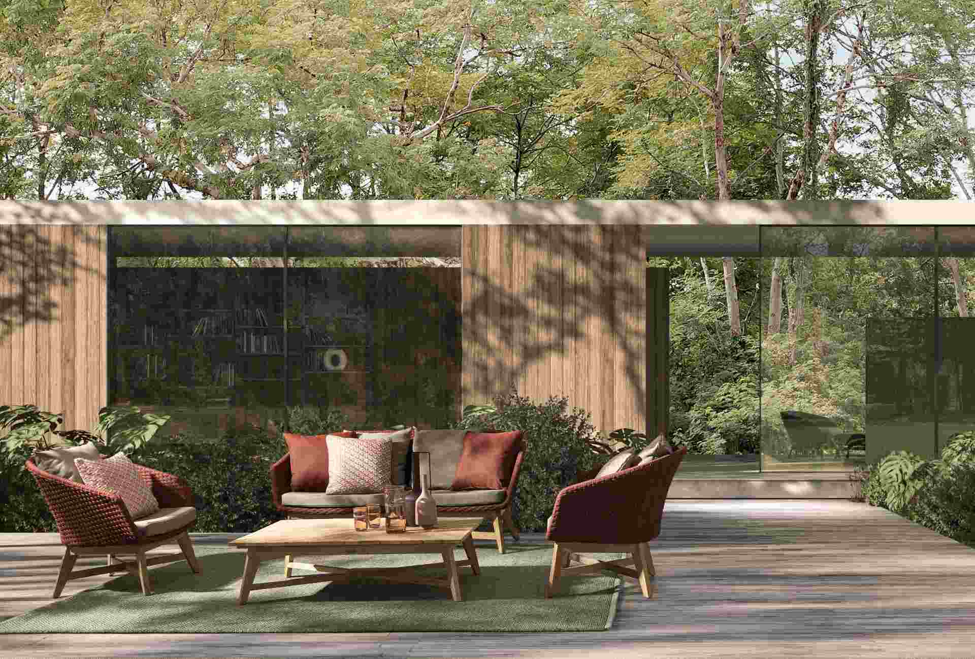 9 Sitzer Sofa Coachella mit Kissen, Rot