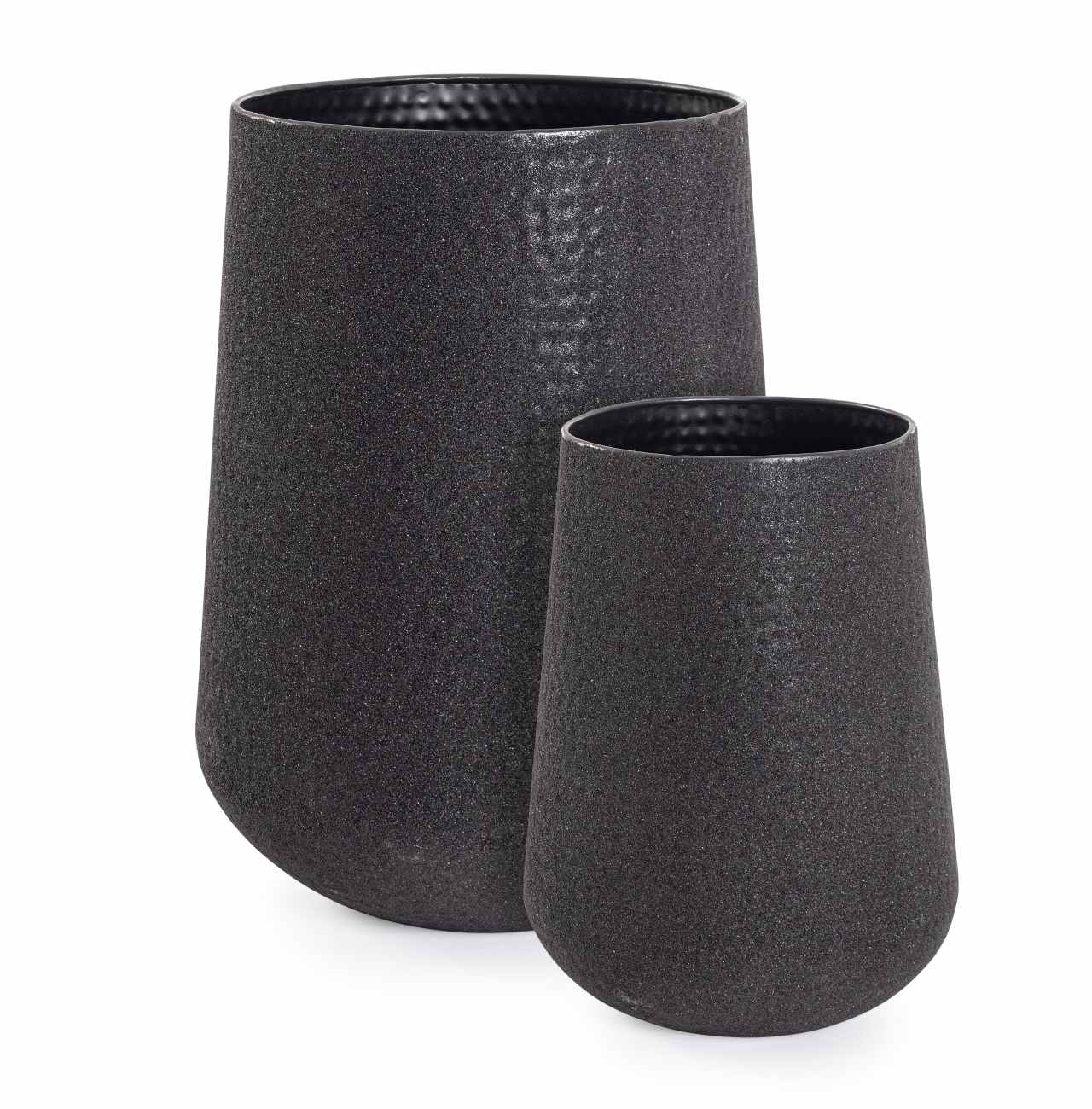 Outdoor-Vase Kenar 2er-Set aus Metall Hoch, Schwarz