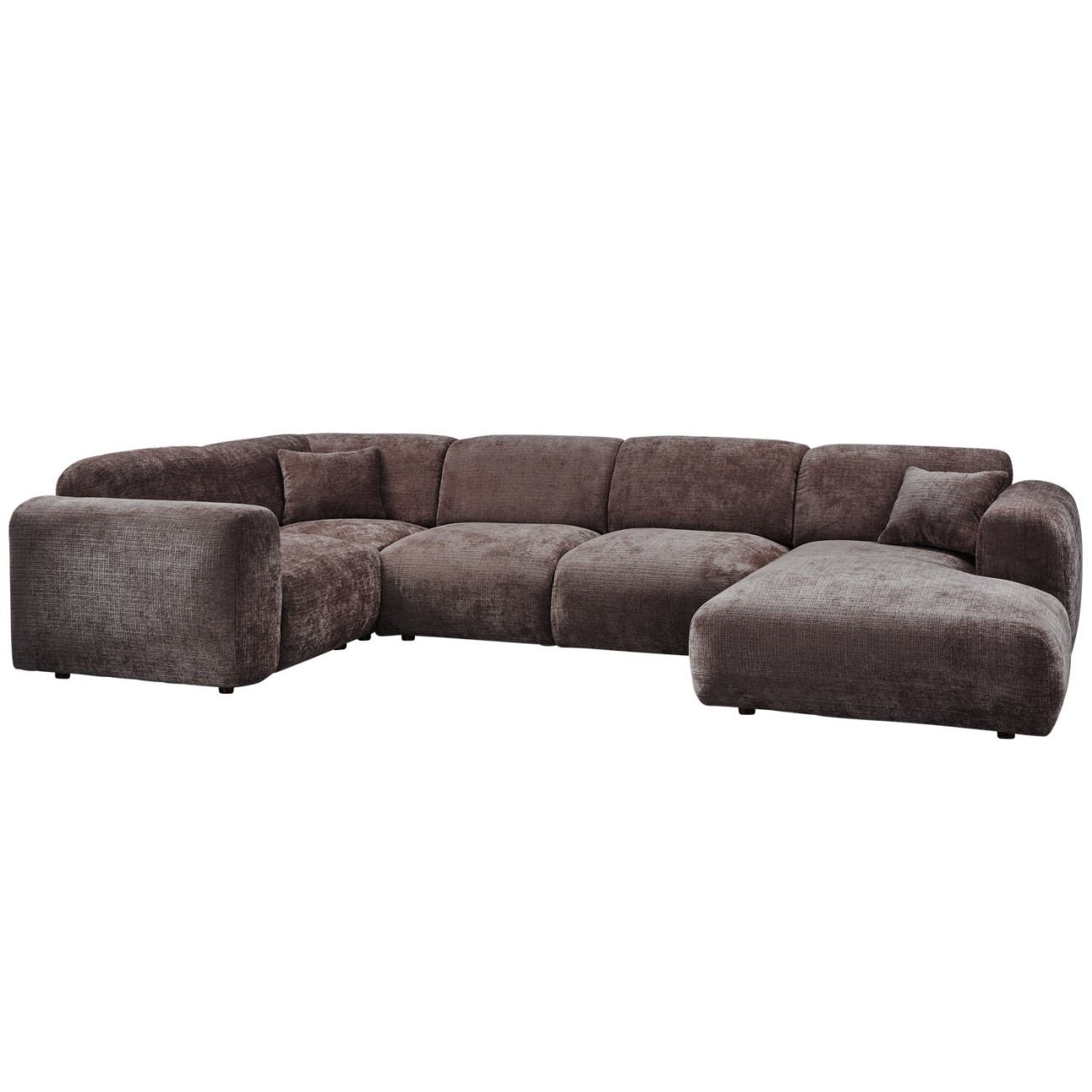 Ecksofa Cloud aus Chenille-Stoff Links, Braun