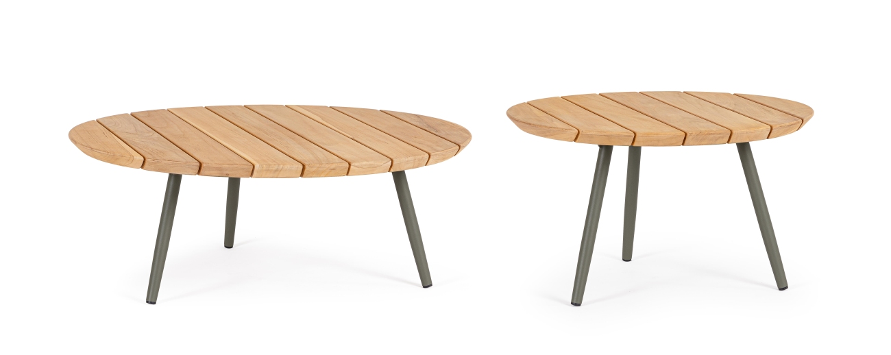 Gartencouchtisch-Set Ivissa aus Teakholz, Grün