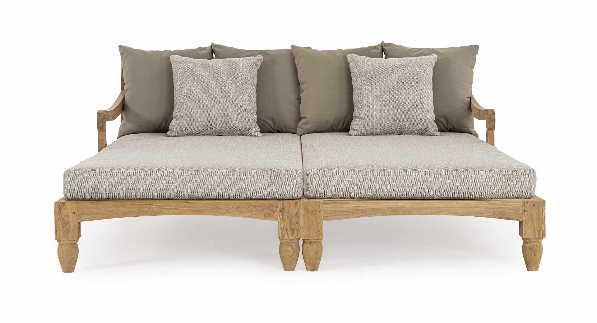 Daybed Bali aus Teakholz, Hellgrau