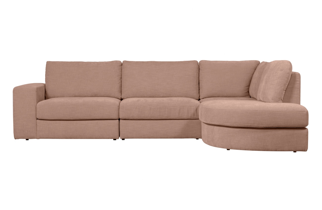 Ecksofa Family aus Webstoff Rechts, Rosa