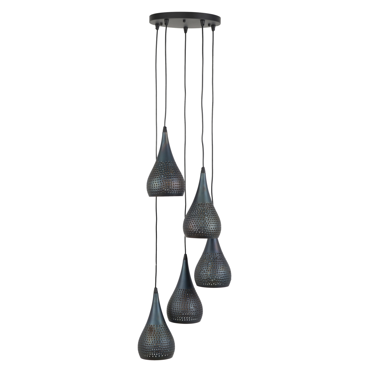 Hängeleuchte Metoli mit LED, 5-flammig - Metall Schwarzbraun, Ø 15 cm