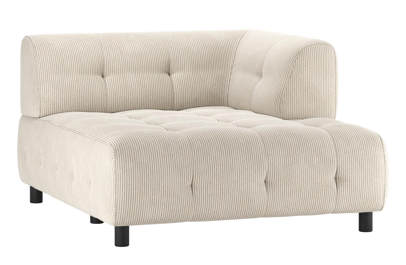 Modulsofa Louis Chaiselongue aus Rippstoff Rechts, Creme