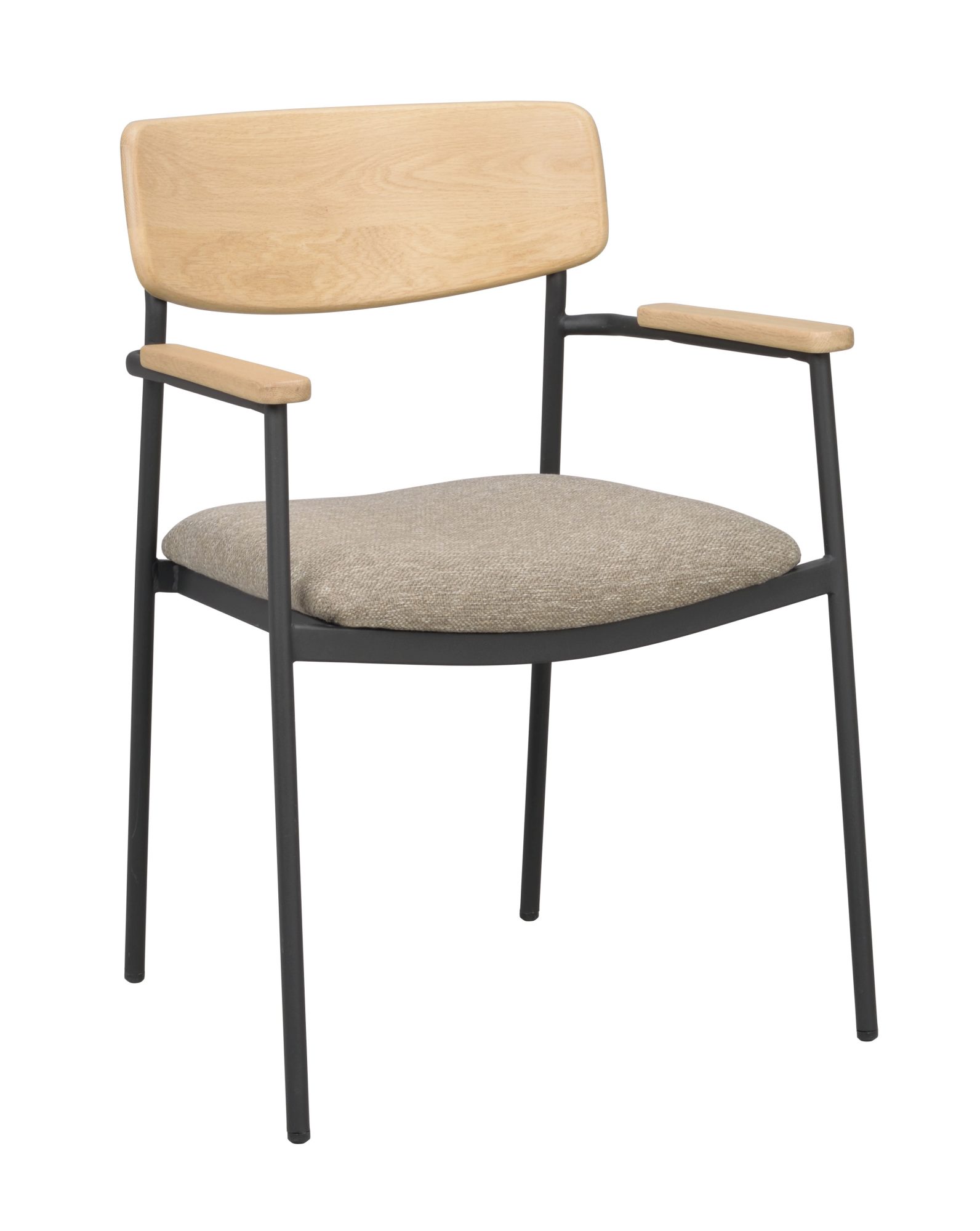 Stuhl Maymont 2er Set mit Armlehnen, Eiche / Dunkelbeige