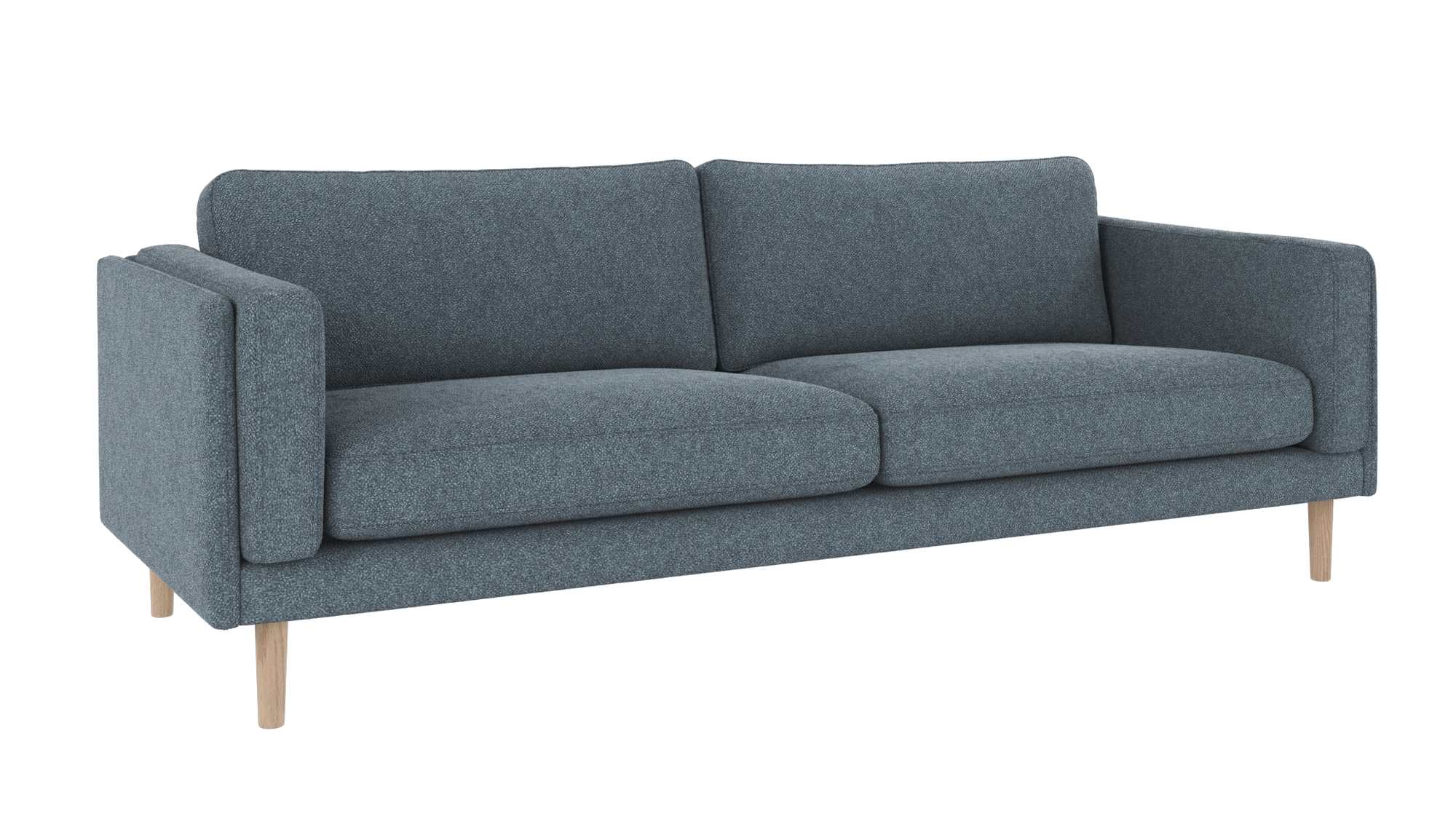 Sofa Braden 3-Sitzer, Beine Weiß pigmentiert, Bezug Bobby Blau