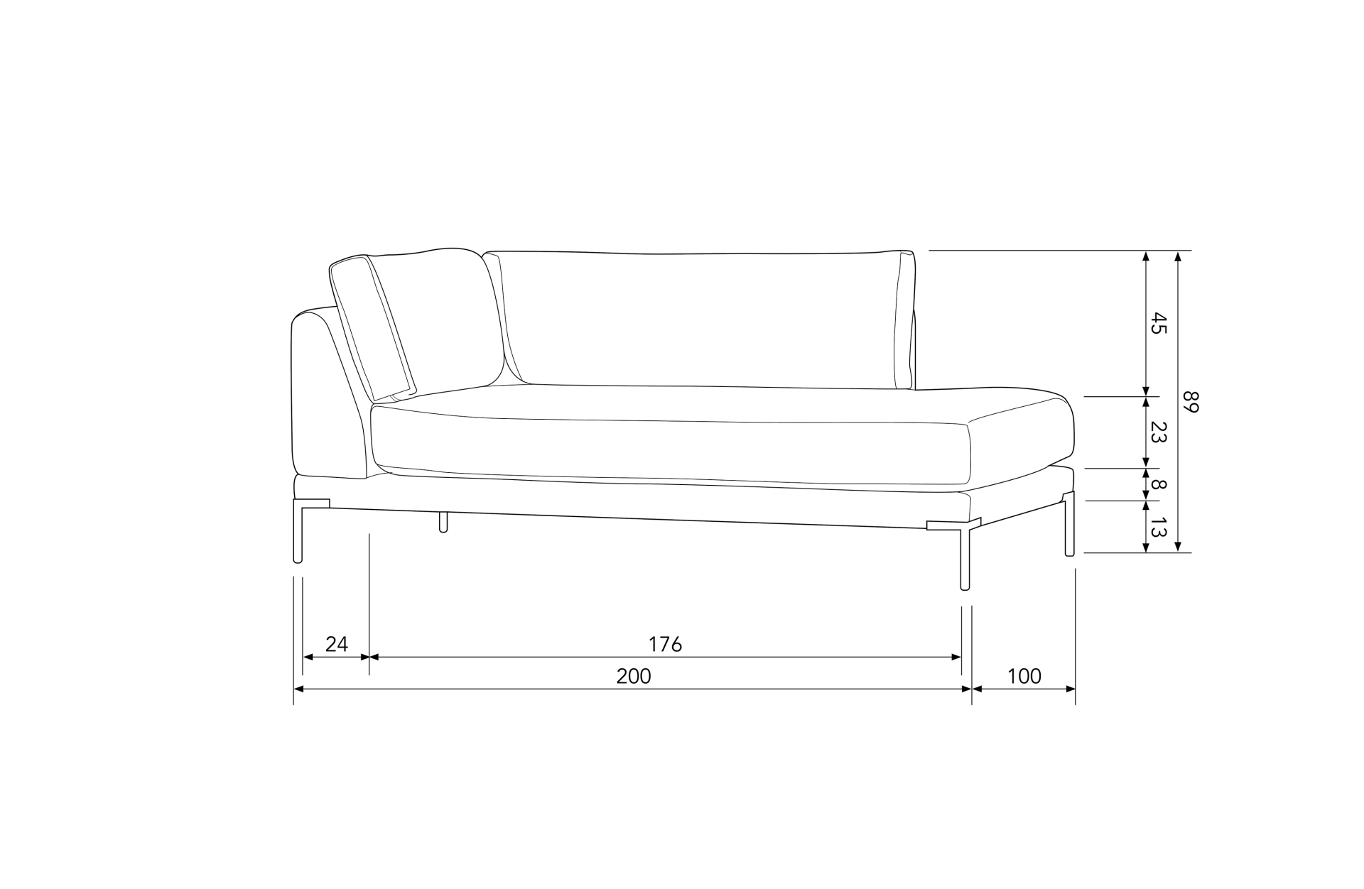 Modulsofa Couple Lounge Element Rechts, Braun