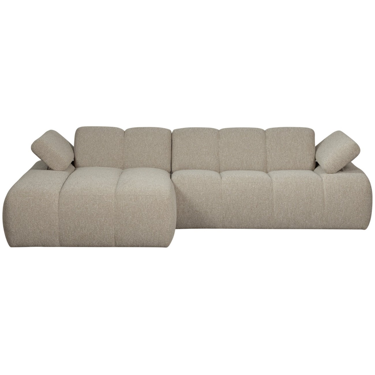 Chaiselongue Mojo aus Boucle-Stoff Links, Beige