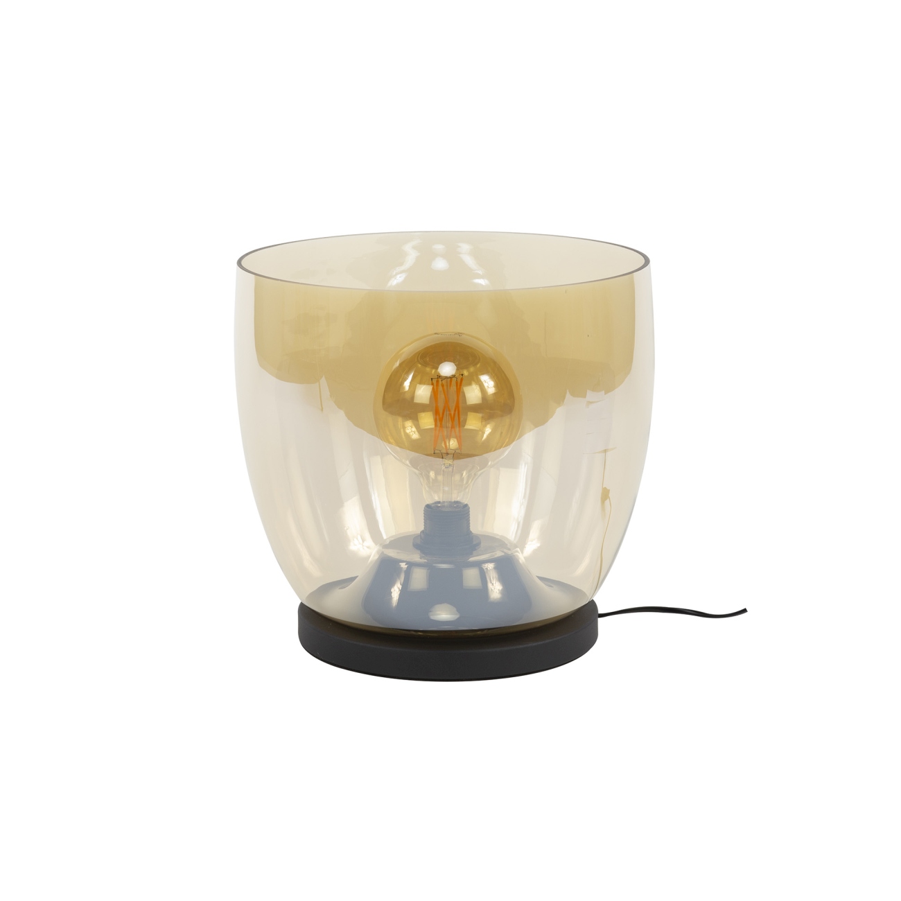 Tischleuchte Vasika - Bernsteinglas, inkl. LED, Ø 33 cm
