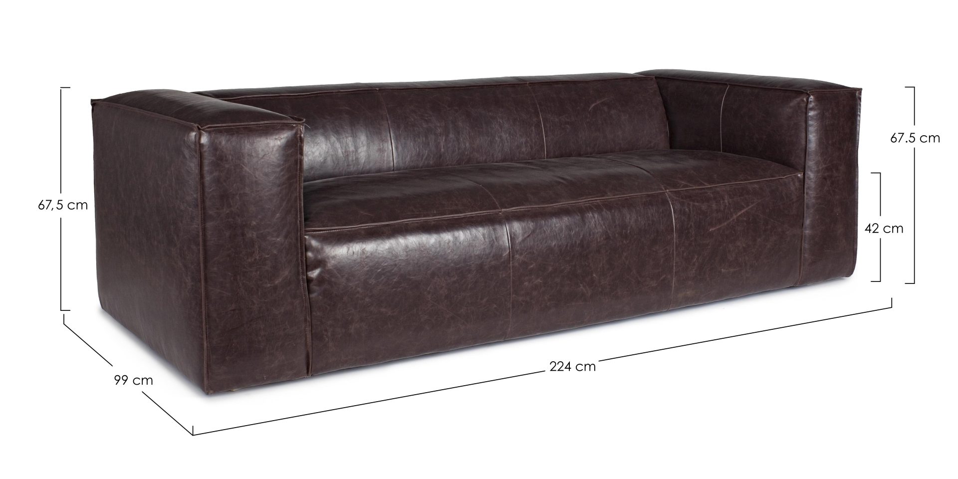 Sofa Dakota aus Kunstleder, 3-Sitzer