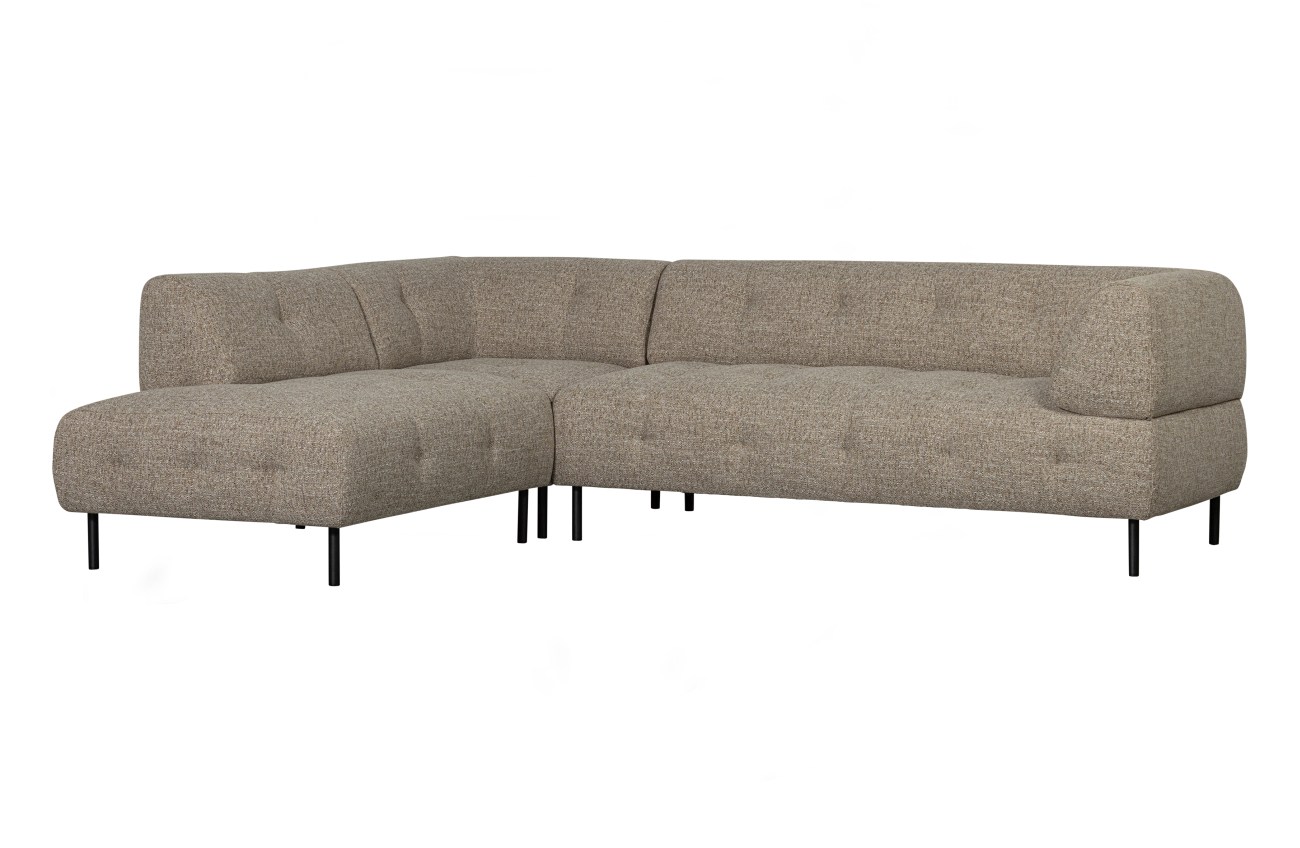 Ecksofa Lloyd aus grobmaschigen Stoff Links, Braun