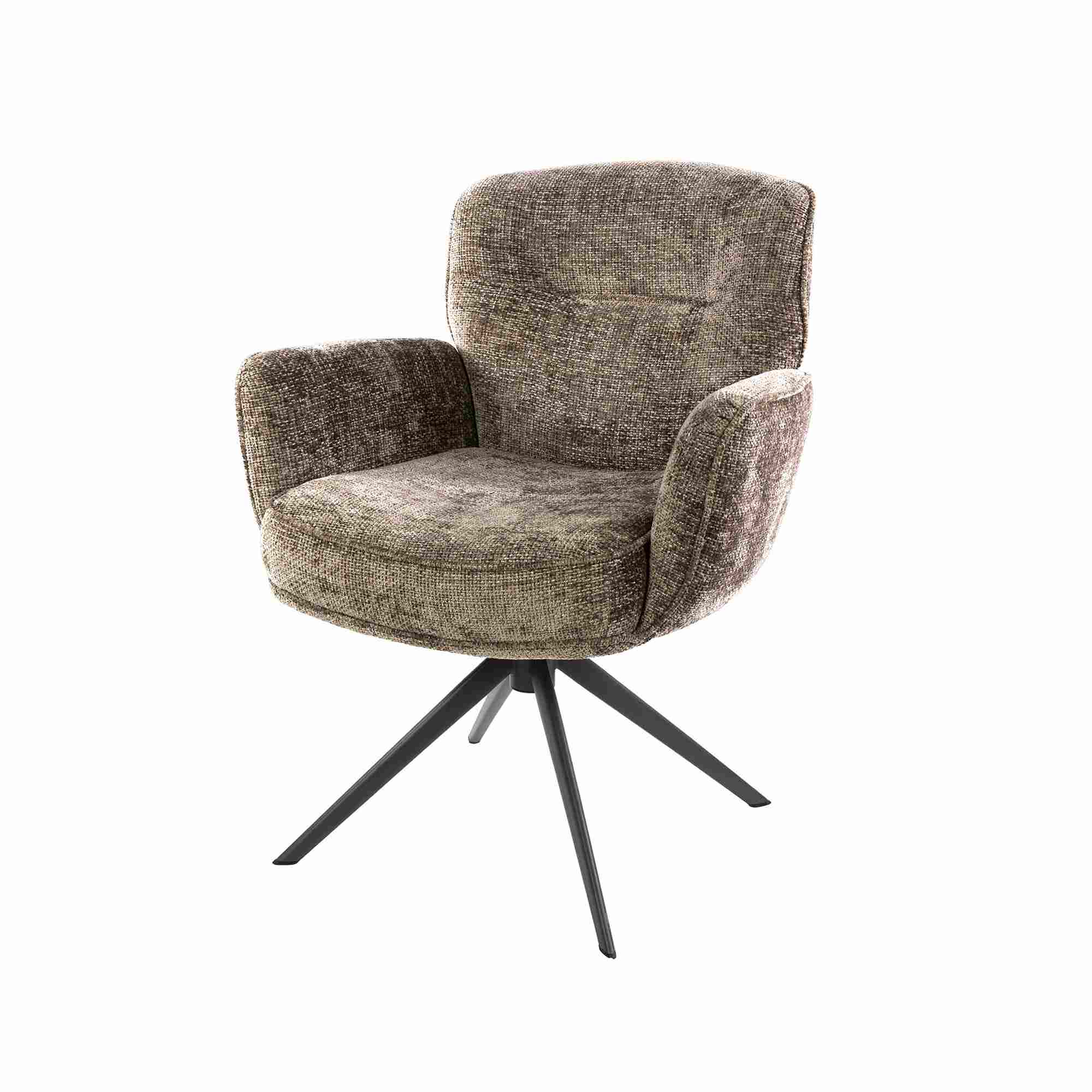 Armstuhl Azora 2er-Set mit Drehfunktion mit Chenille-Bezug, Taupe