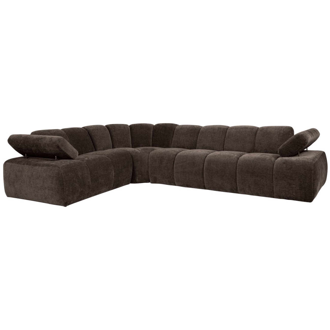 Ecksofa Mojo aus Flachcord Links, Braun