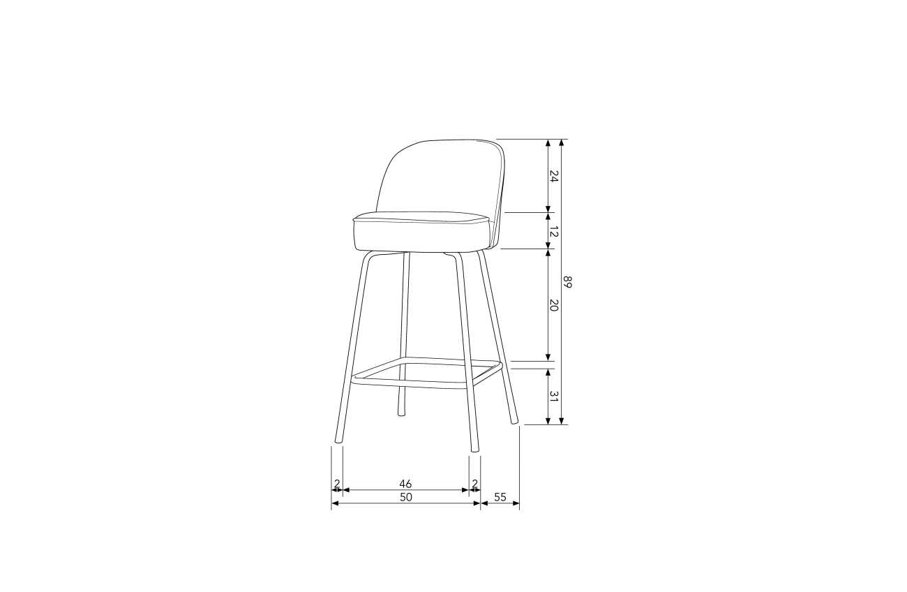 Barhocker Vogue aus Struktursamt 65 cm, Mountain